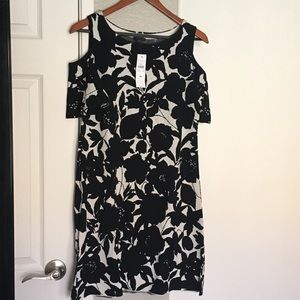 ANN TAYLOR Floral Cold Shoulder Sweater Dress